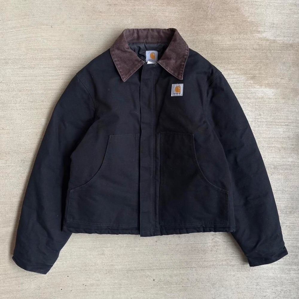 Carhartt Black Jacket with Dark Brown Collar